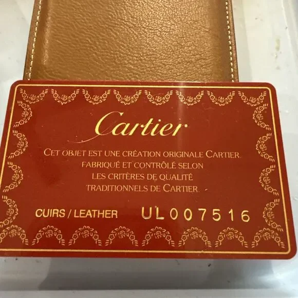 Cartier’ Les Must Caramel Goatskin Leather Phone Case With Dust Bag, Box, Cards - Picture 5 of 15